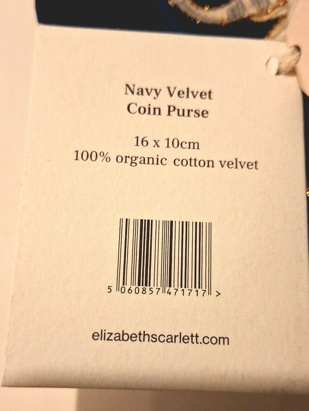 Elizabeth Scarlet Navy Velvet Pouch with Gold-Embroidered Baby Elephant NWT